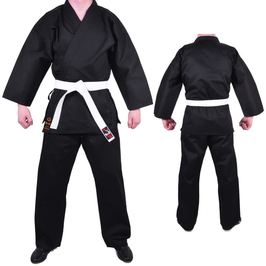 MAR-004A | Black Karate Student Uniform Gi (7.5oz Fabric) + FREE BELT - Uniforms