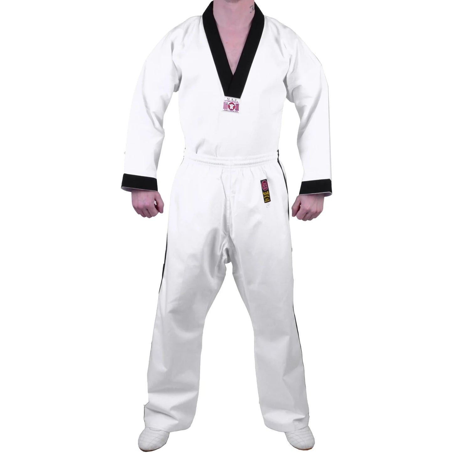 MAR-006 | White Karate & Freestyle Uniform w/ Black Trim (8oz Fabric) - Uniforms