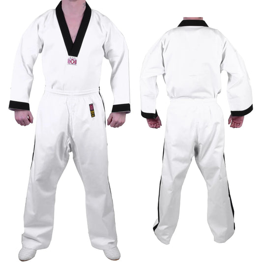 MAR-006 | White Karate & Freestyle Uniform w/ Black Trim (8oz Fabric) - Uniforms
