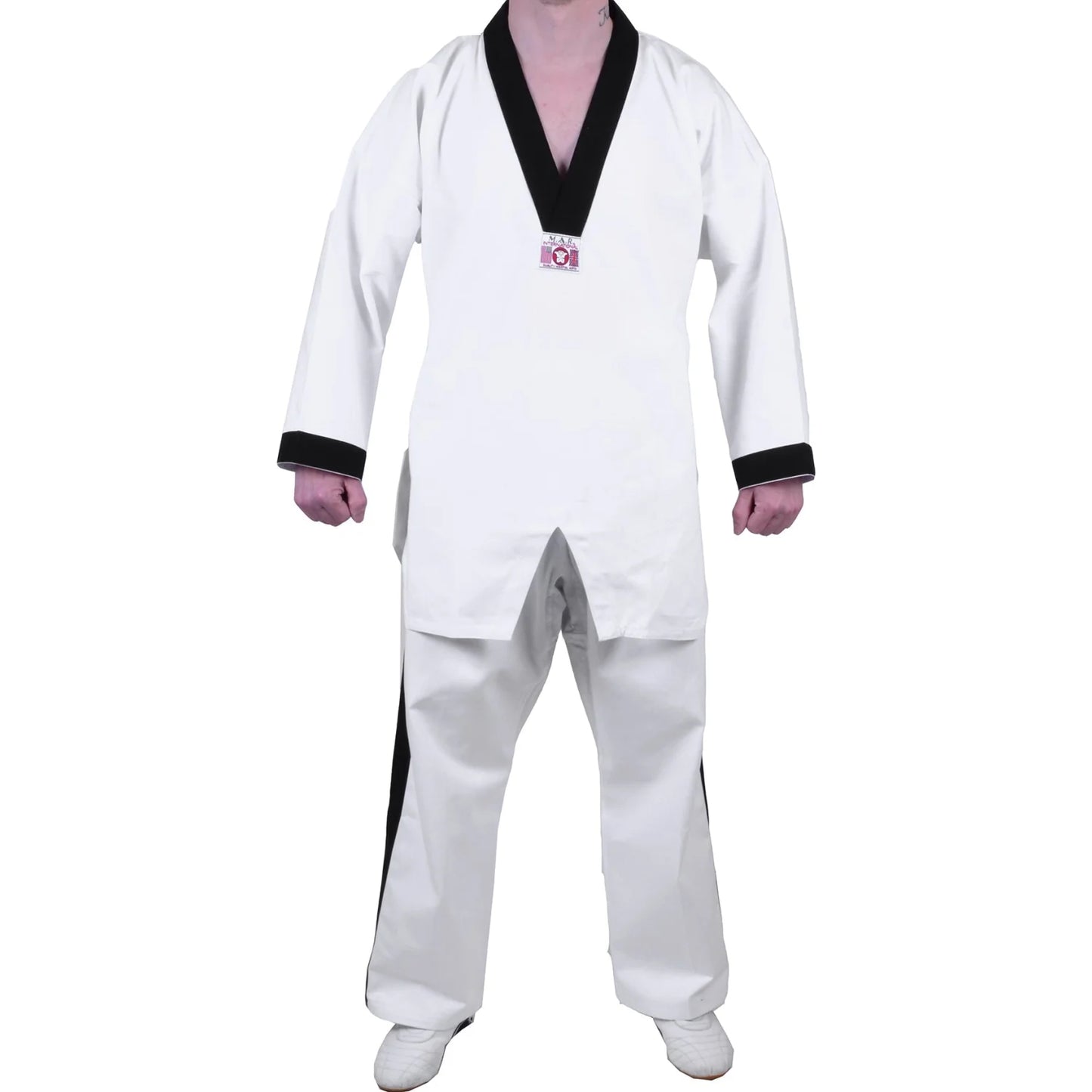 MAR-006 | White Karate & Freestyle Uniform w/ Black Trim (8oz Fabric) - Uniforms