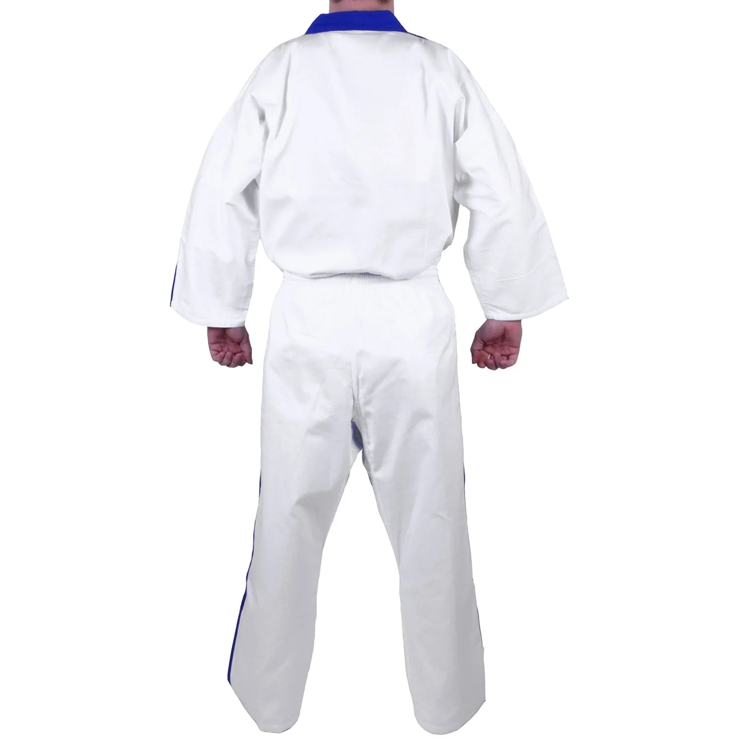 MAR-007 | White Karate & Freestyle Uniform w/ Blue Trim (8oz Fabric) - Uniforms