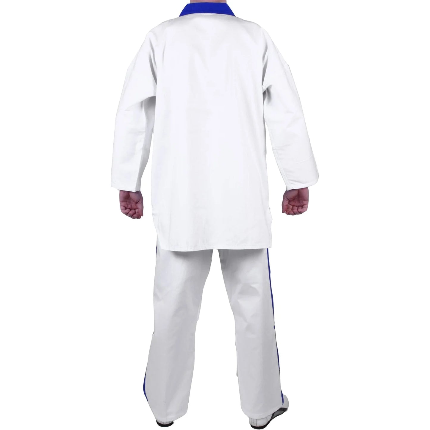 MAR-007 | White Karate & Freestyle Uniform w/ Blue Trim (8oz Fabric) - Uniforms