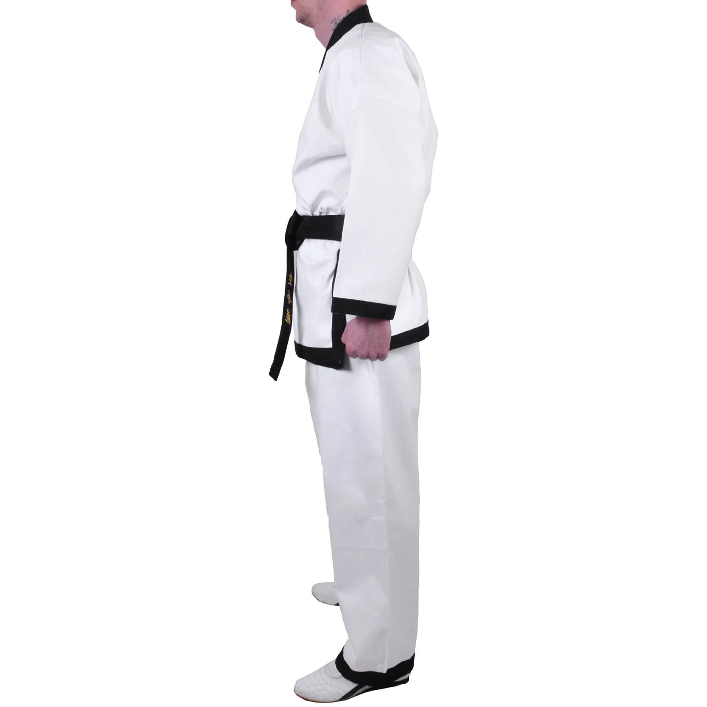 MAR-009 | White Karate Uniform w/ Black Trim (8oz Fabric) + FREE BELT - Uniforms