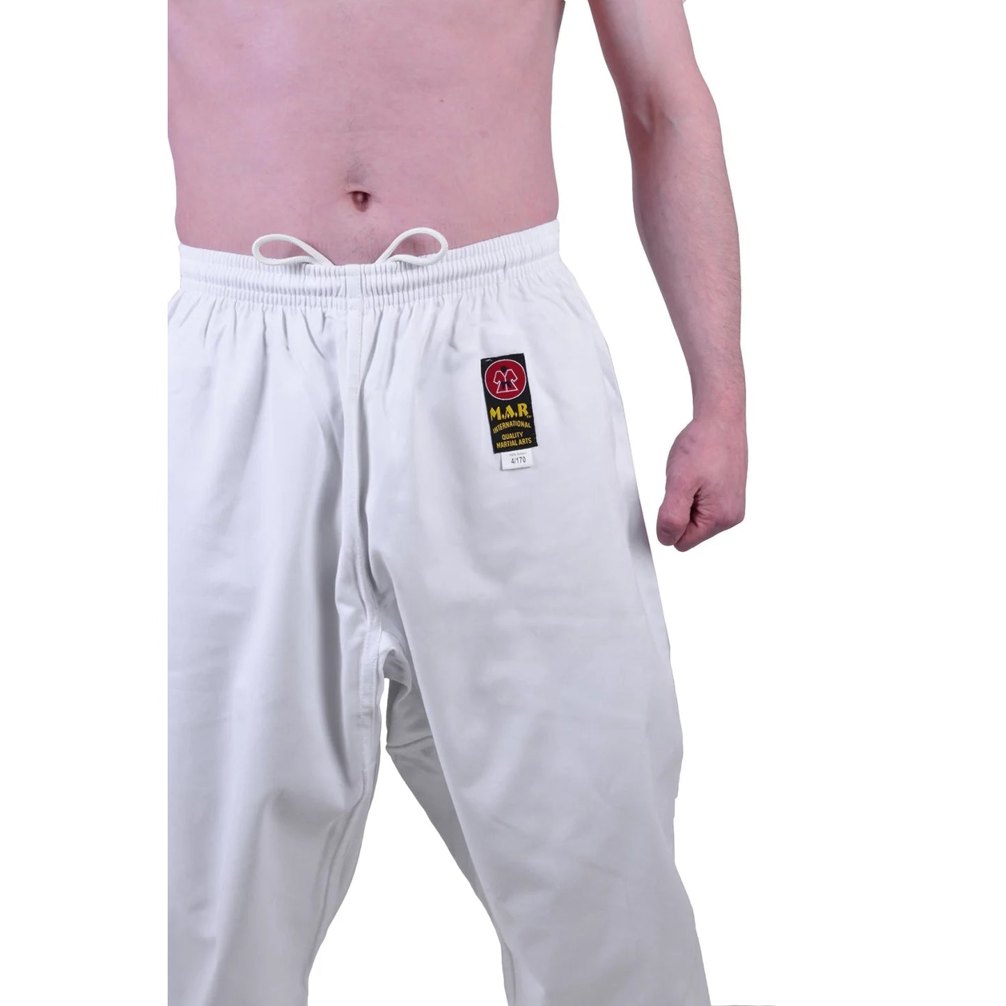 MAR-009 | White Karate Uniform w/ Black Trim (8oz Fabric) + FREE BELT - Uniforms