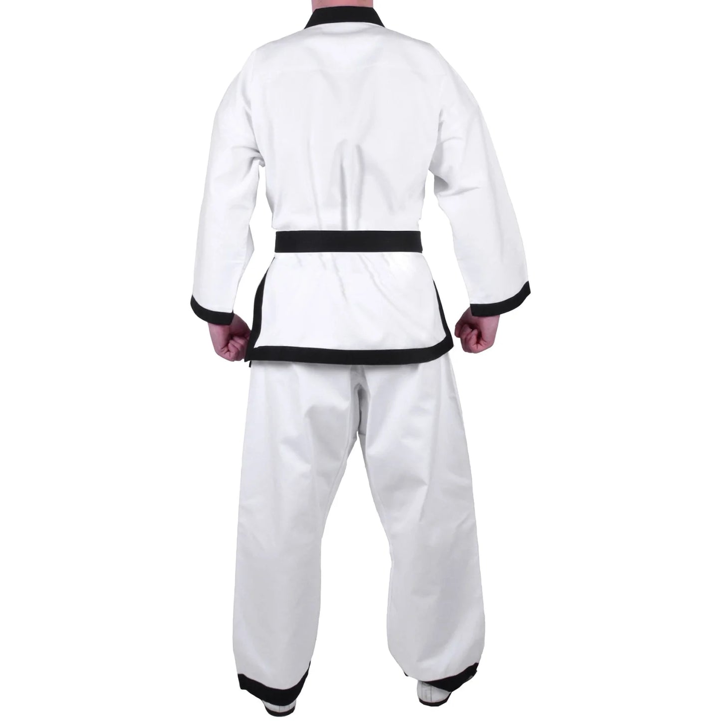 MAR-009 | White Karate Uniform w/ Black Trim (8oz Fabric) + FREE BELT - Uniforms