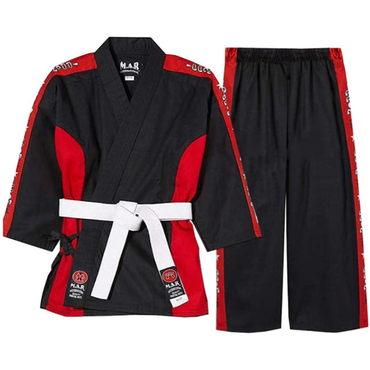 MAR-012 | Black & Red Designer Karate Uniform (8oz Fabric) + FREE BELT - Uniforms