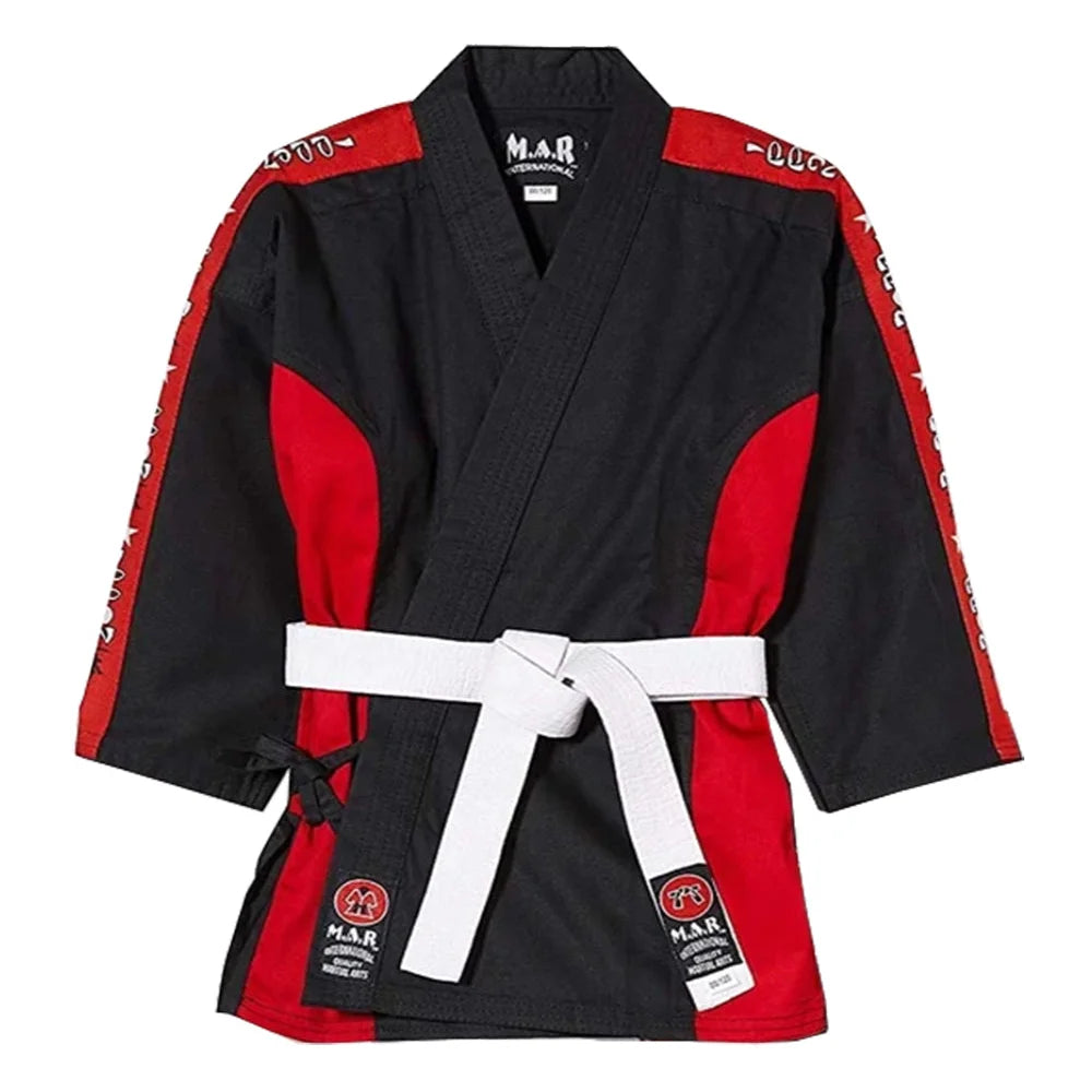 MAR-012 | Black & Red Designer Karate Uniform (8oz Fabric) + FREE BELT - Uniforms