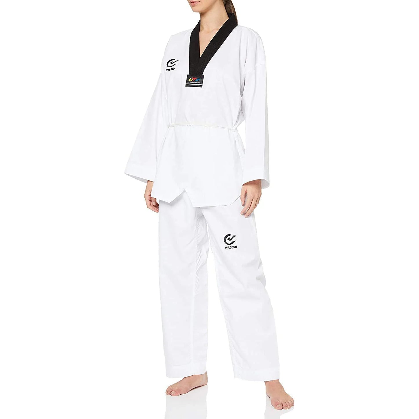 MAR-032A | White WT Approved Taekwondo Uniform w/ Black Trim - Uniforms