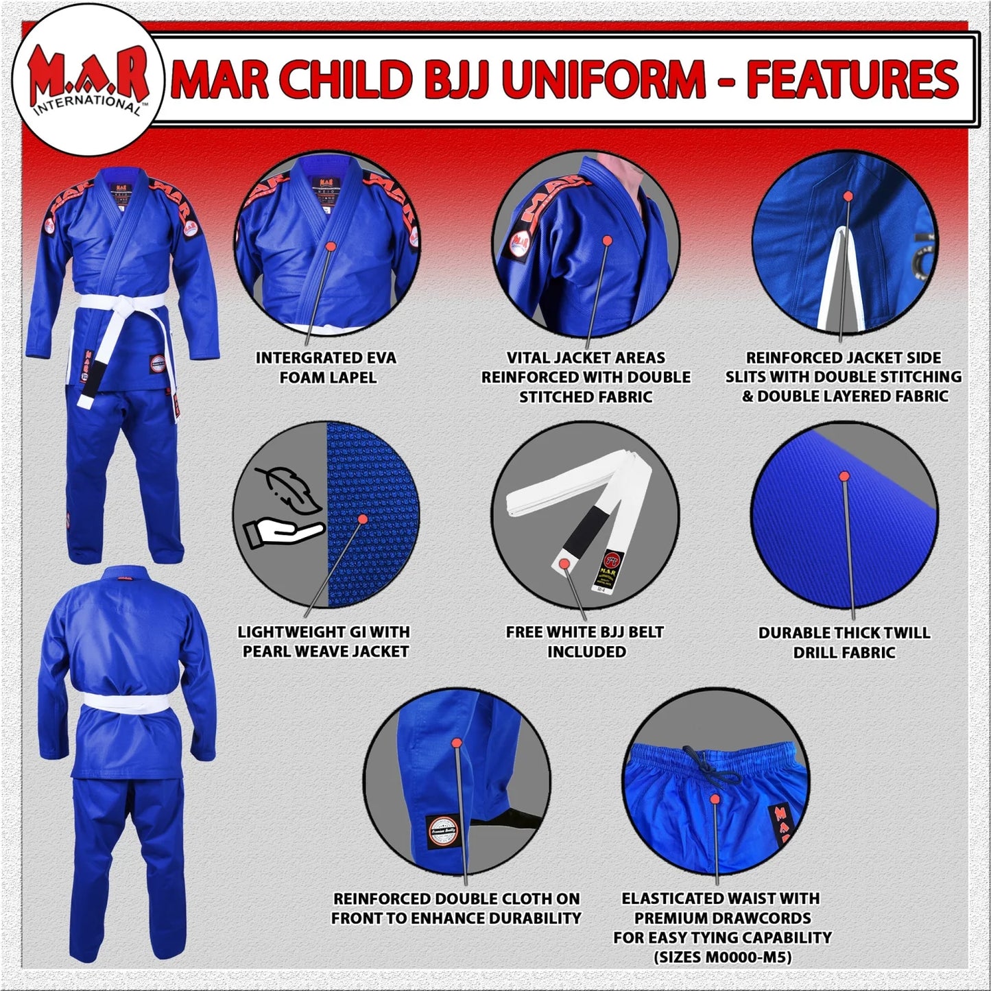 MAR-061C | Blue Brazilian Jiu-Jitsu Uniform - Uniforms