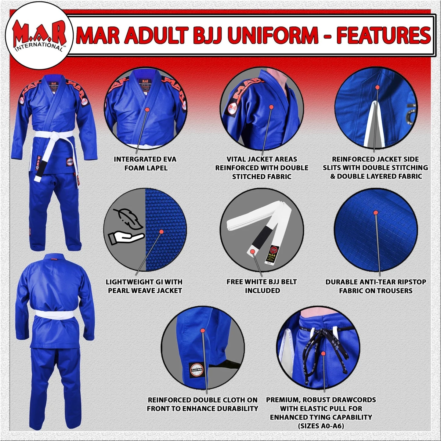 MAR-061C | Blue Brazilian Jiu-Jitsu Uniform - Uniforms