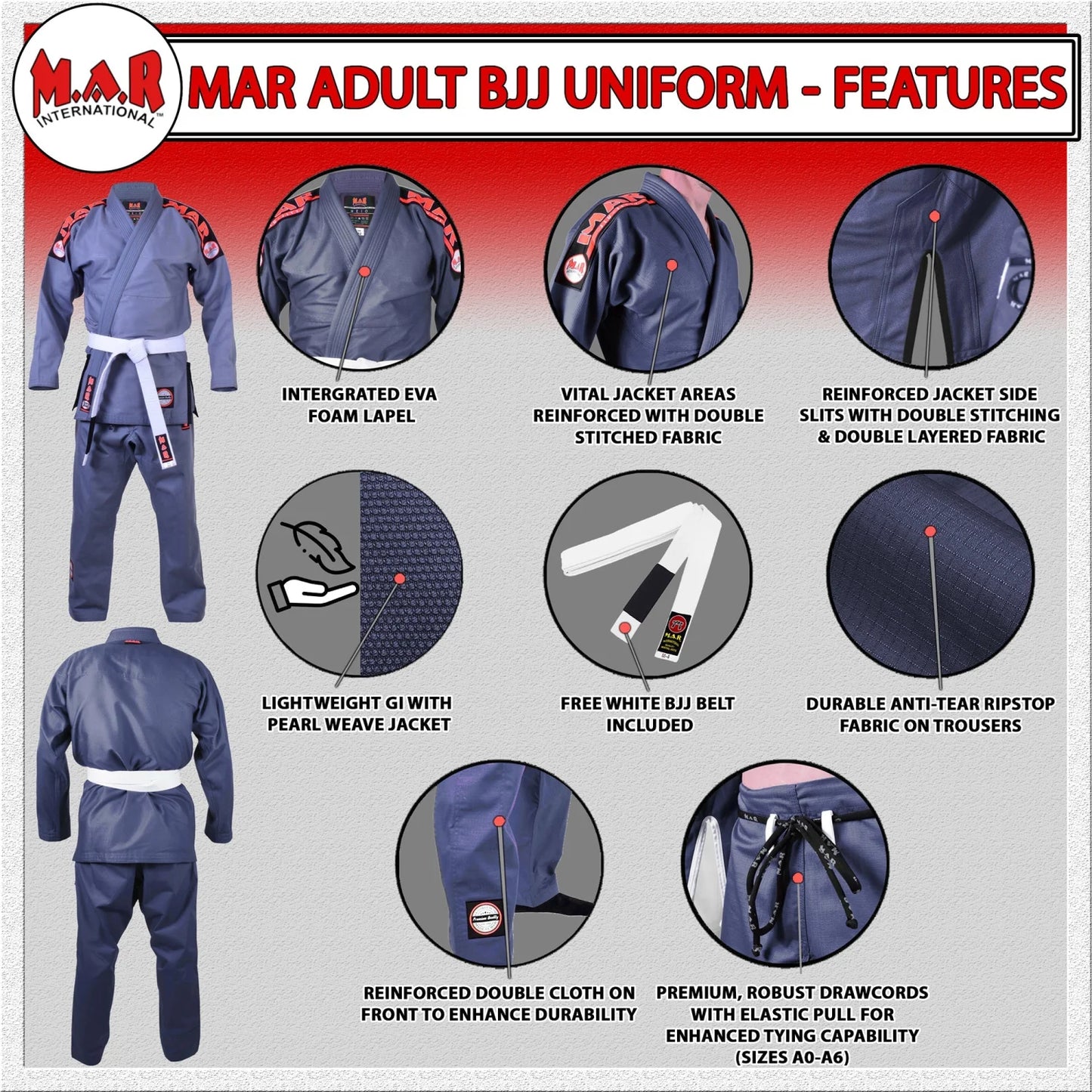 MAR-061D | Grey Brazilian Jiu-Jitsu Uniform - Uniforms