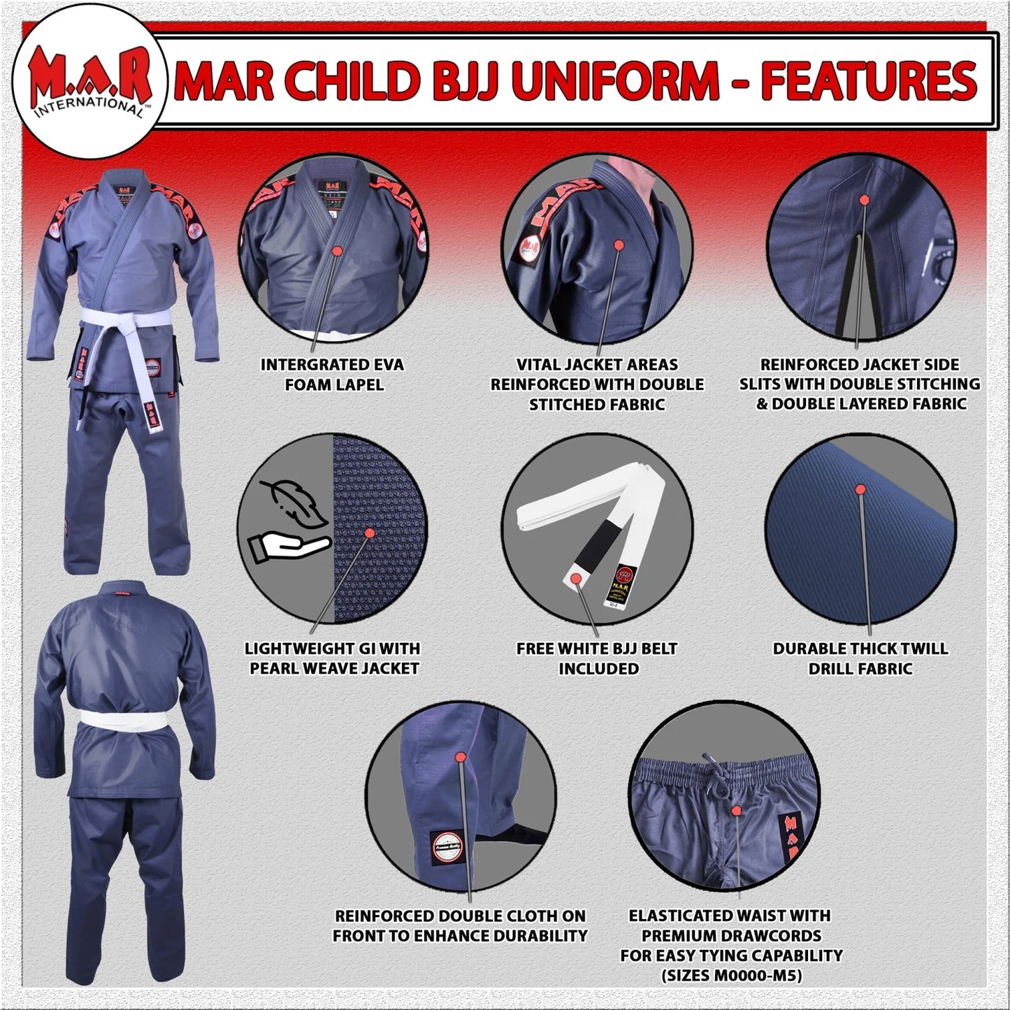 MAR-061D | Grey Brazilian Jiu-Jitsu Uniform - Uniforms