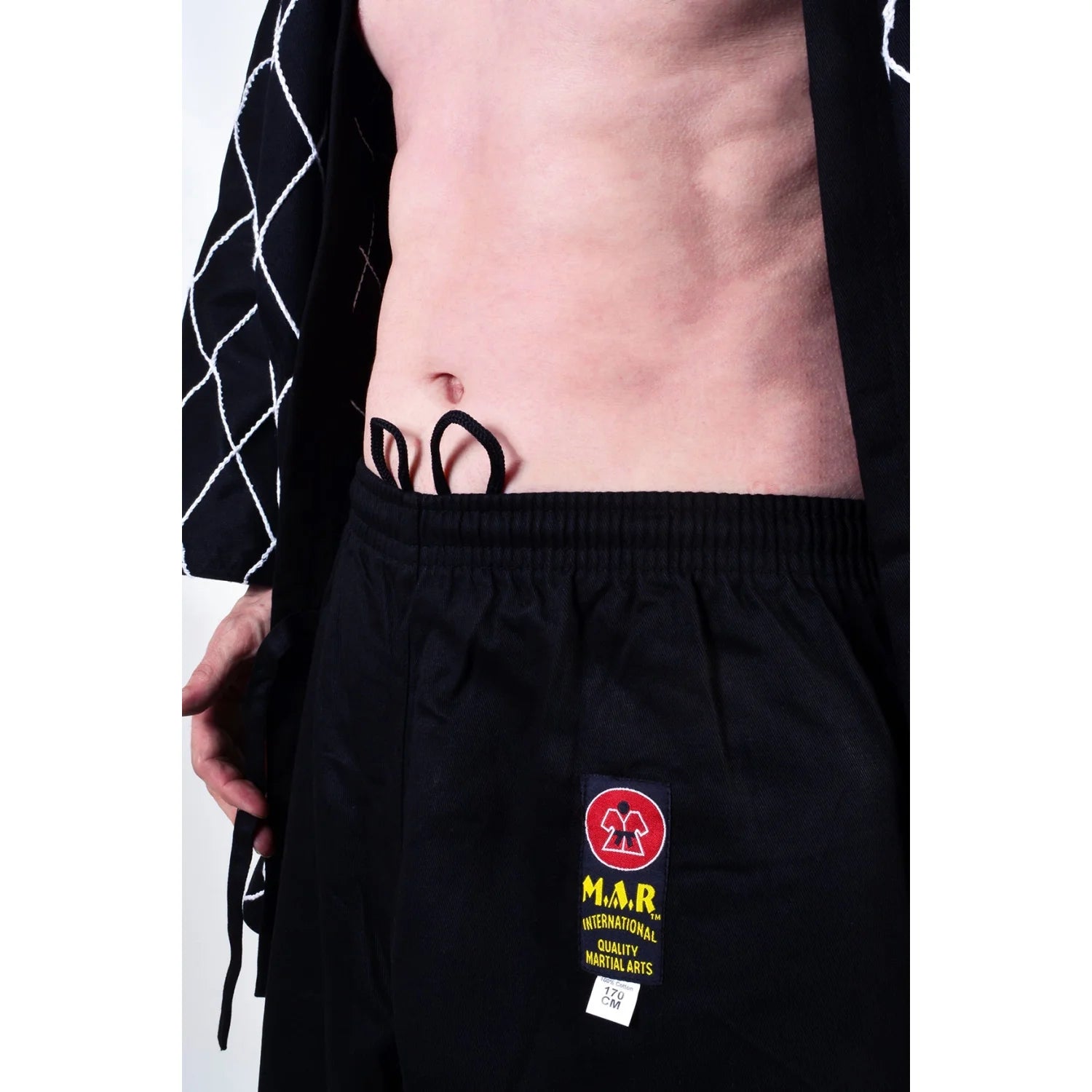 MAR-071 | Black Hapkido Uniform w/ Cross Design - Uniforms