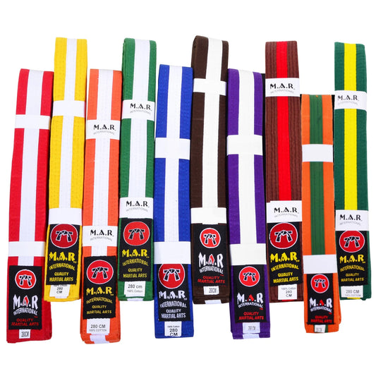 MAR-076 | Coloured Striped Grading Belts (K-T) - Belts