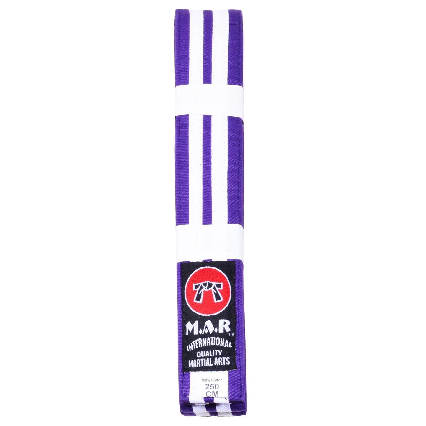 MAR-079 | Coloured Grading Belt - (A) Purple & White / 250cm / Wholesale - Belts
