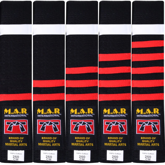 MAR-080 | Block Stripe Colour Rank Belts (E-I) - Belts