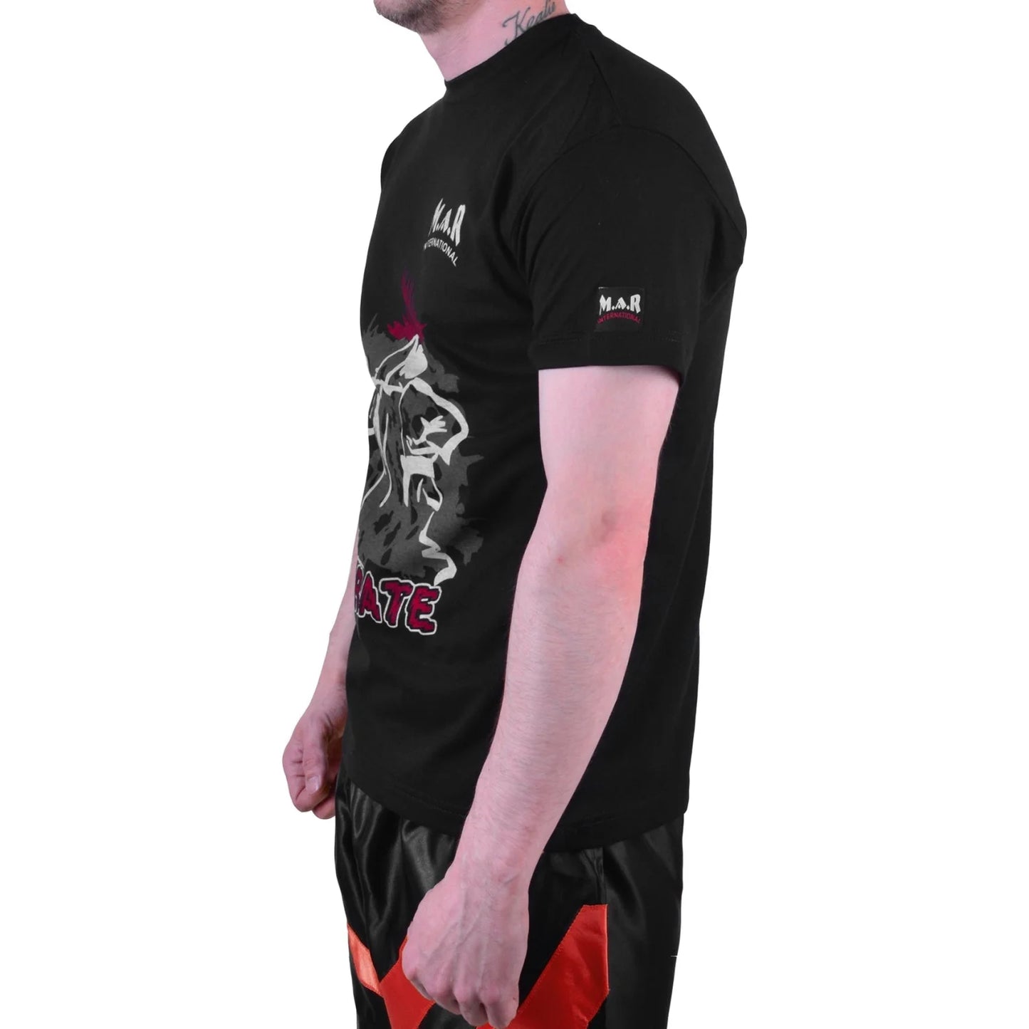 MAR-084C | Black Round-Neck Karate T-Shirt - T-Shirts
