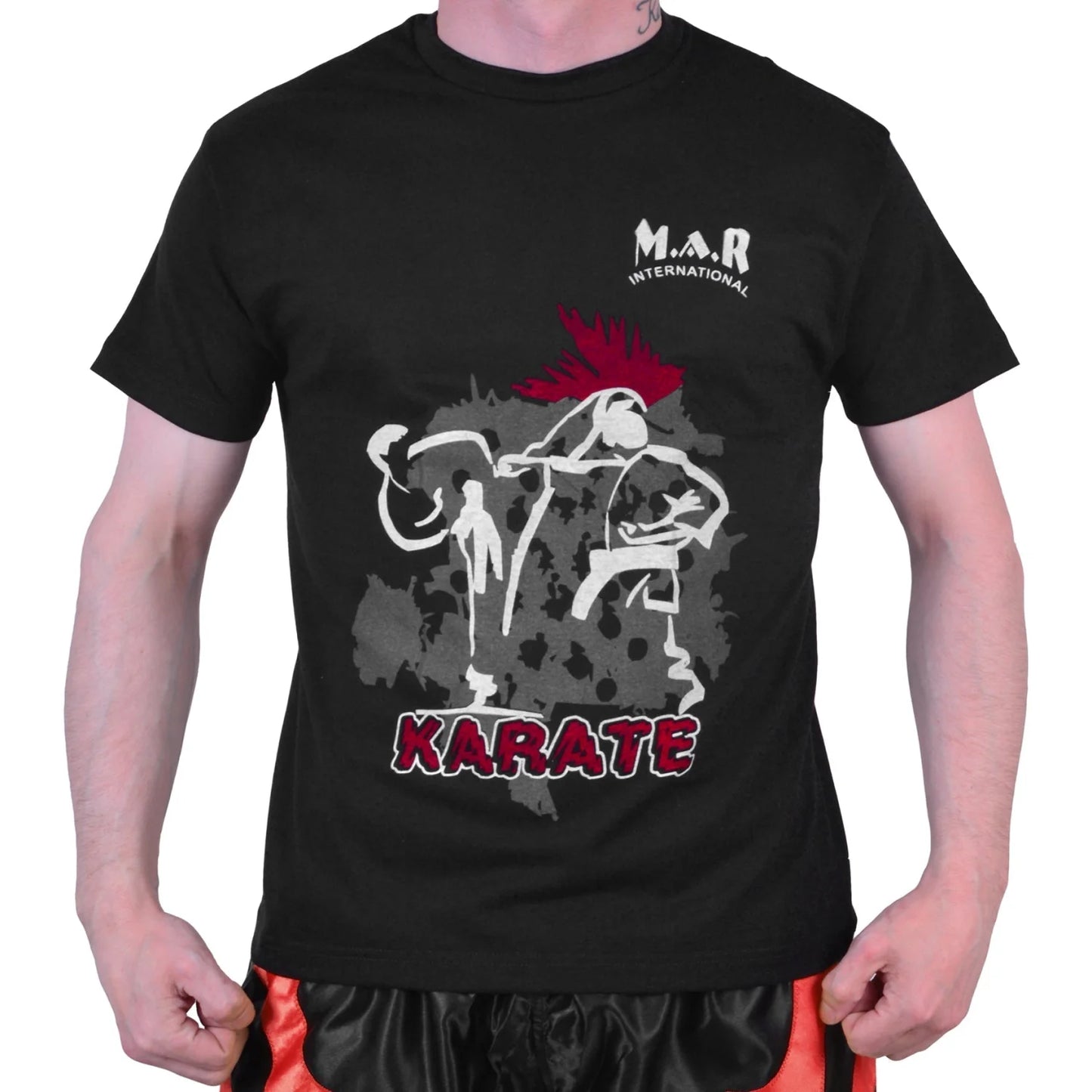 MAR-084C | Black Round-Neck Karate T-Shirt - T-Shirts