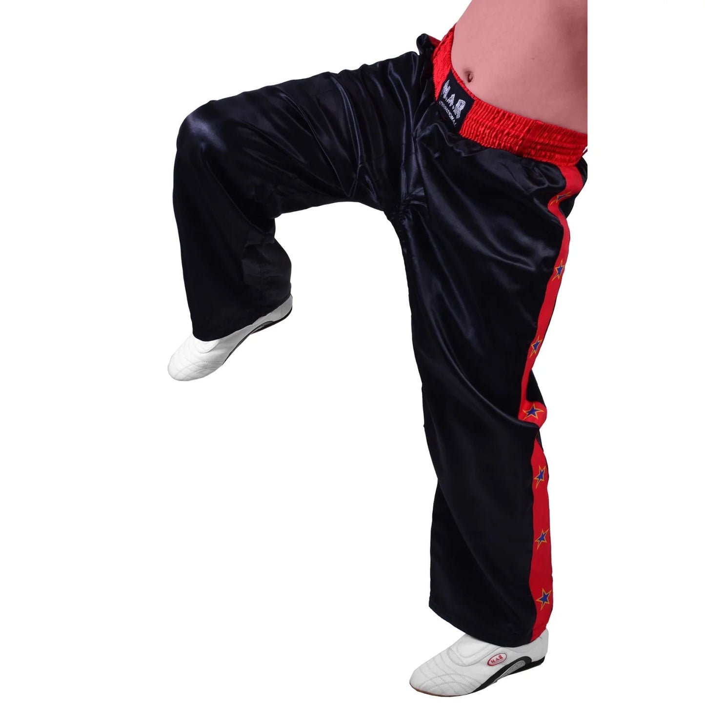 MAR-086B | Black Stripe Freestyle Trouser w/ Stars - Trousers