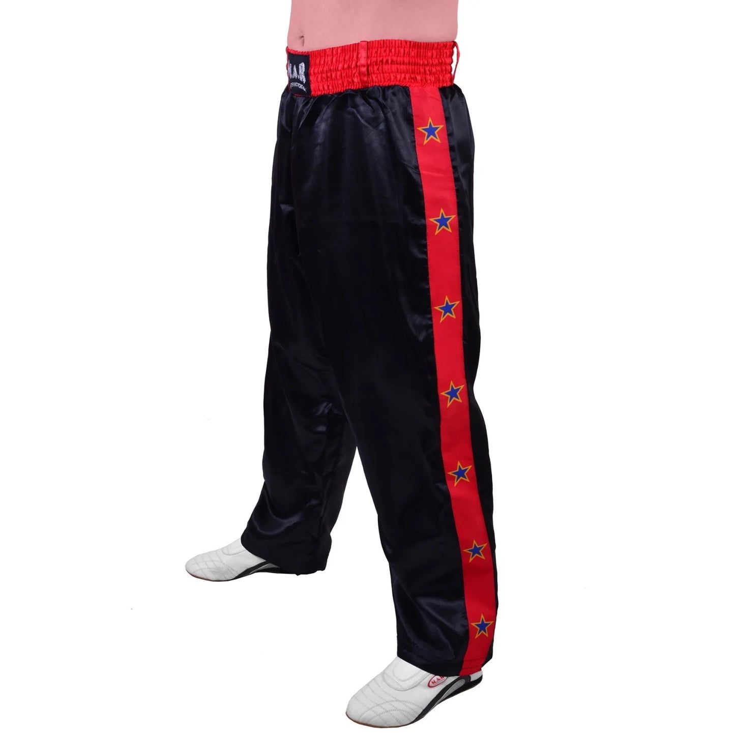 MAR-086B | Black Stripe Freestyle Trouser w/ Stars - Trousers