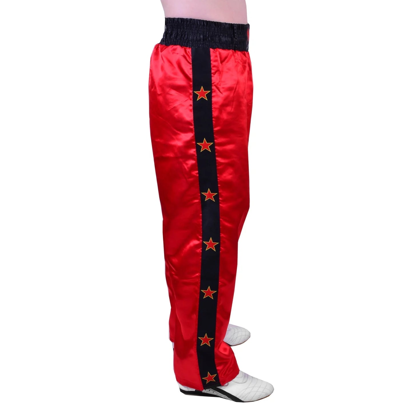 MAR-087A | Red & Black Kickboxing Trousers w/ Embroidered Writing - Trousers