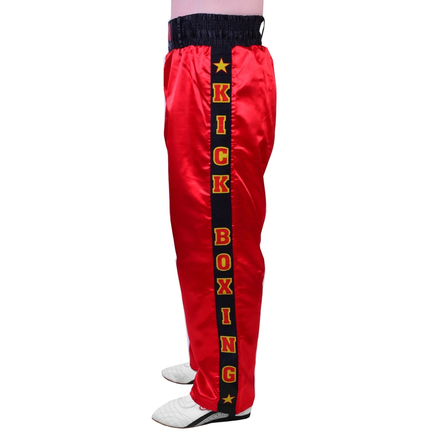 MAR-087A | Red & Black Kickboxing Trousers w/ Embroidered Writing - Trousers