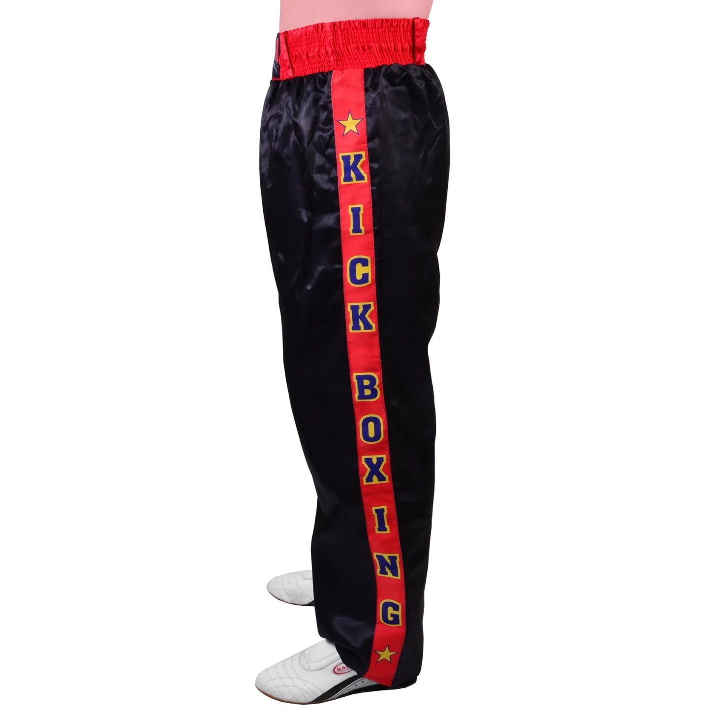 MAR-087B | Black & Red Kickboxing Trousers w/ Embroidered Writing - Trousers