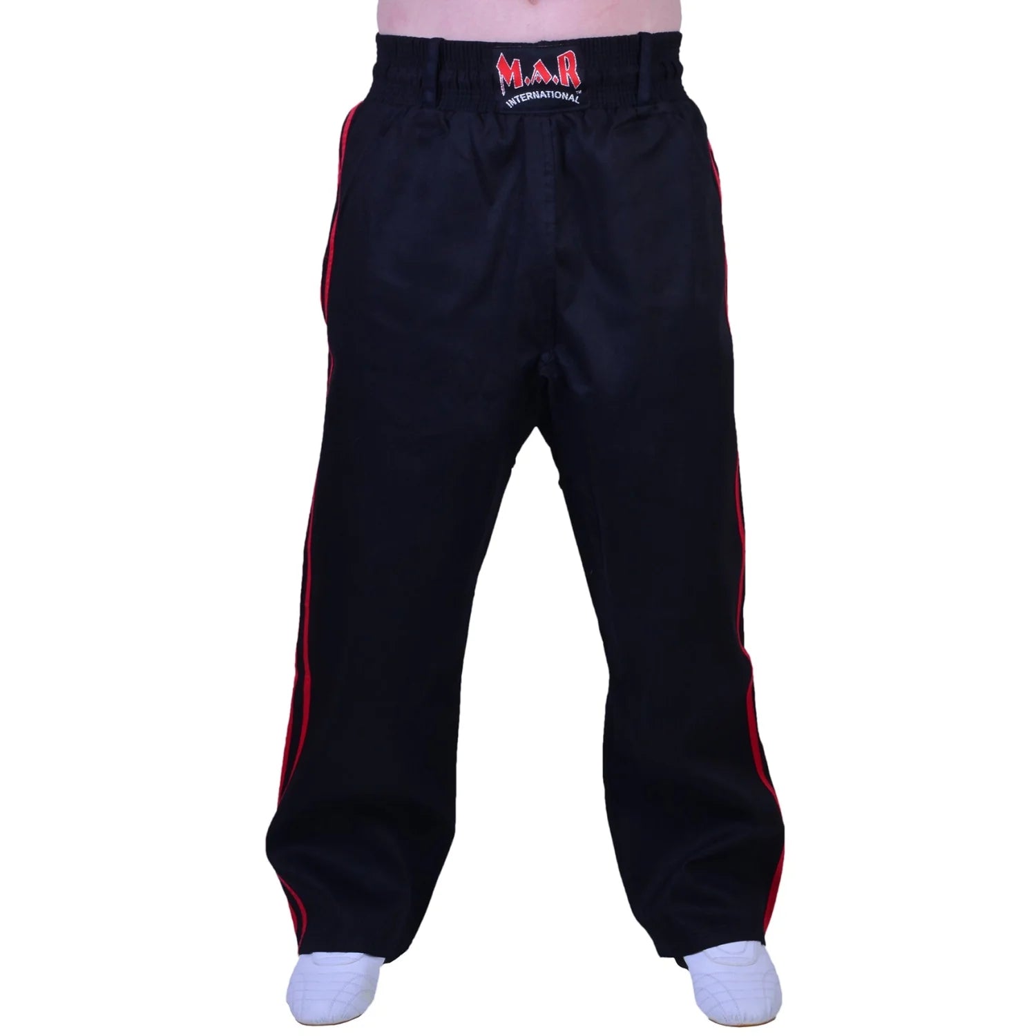 MAR-088E | Black & Red Kickboxing & Freestyle Two-Striped Trousers - Trousers