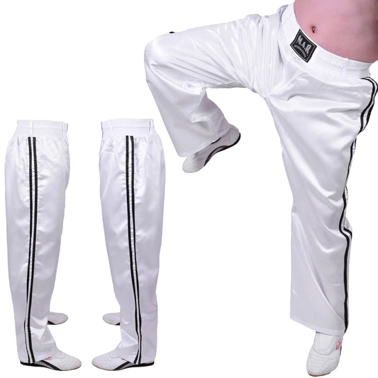 MAR-089C | Full Contact White + Black Kickboxing & Freestyle Trousers - Trousers