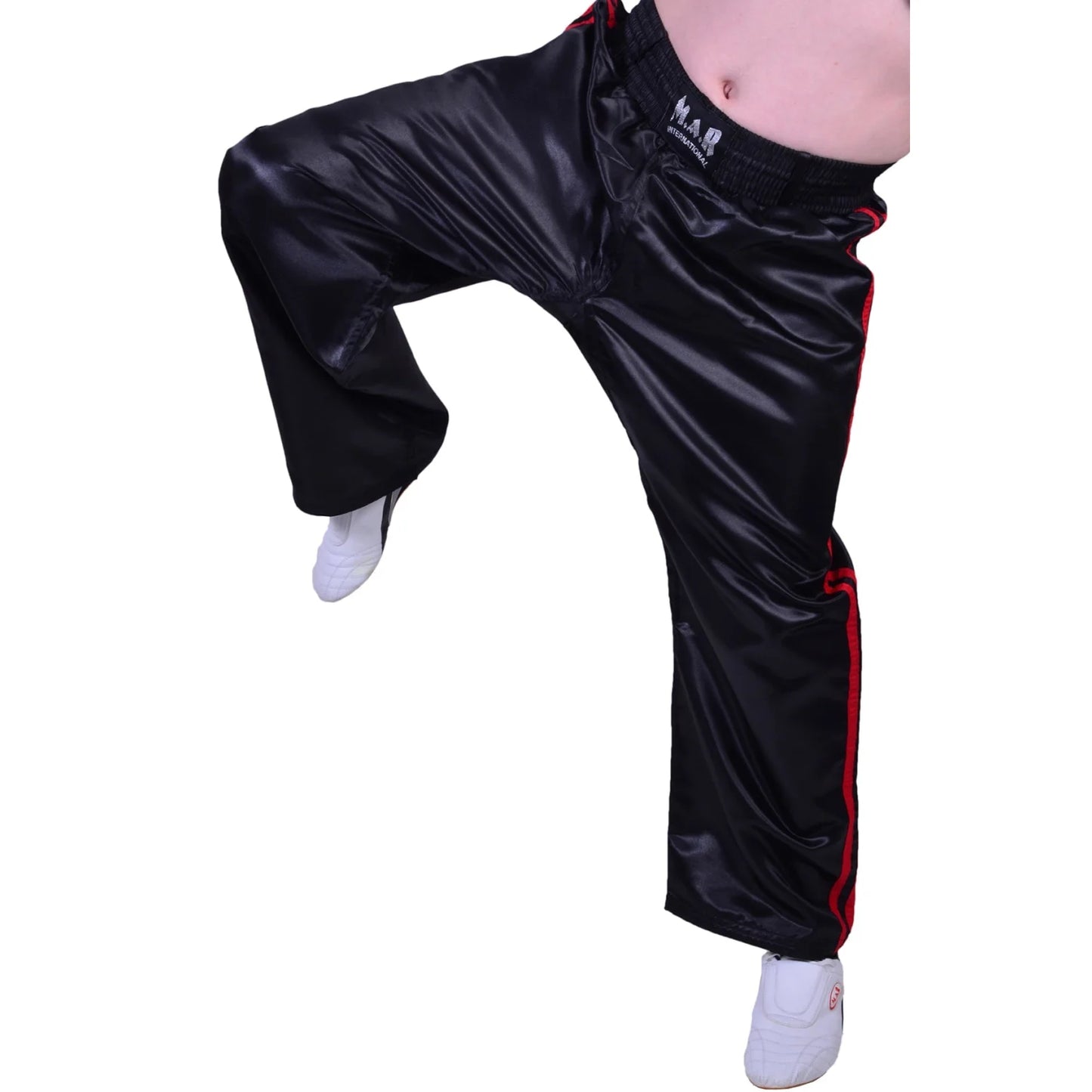MAR-089E | Full Contact Black + Red Kickboxing & Freestyle Trousers - Trousers