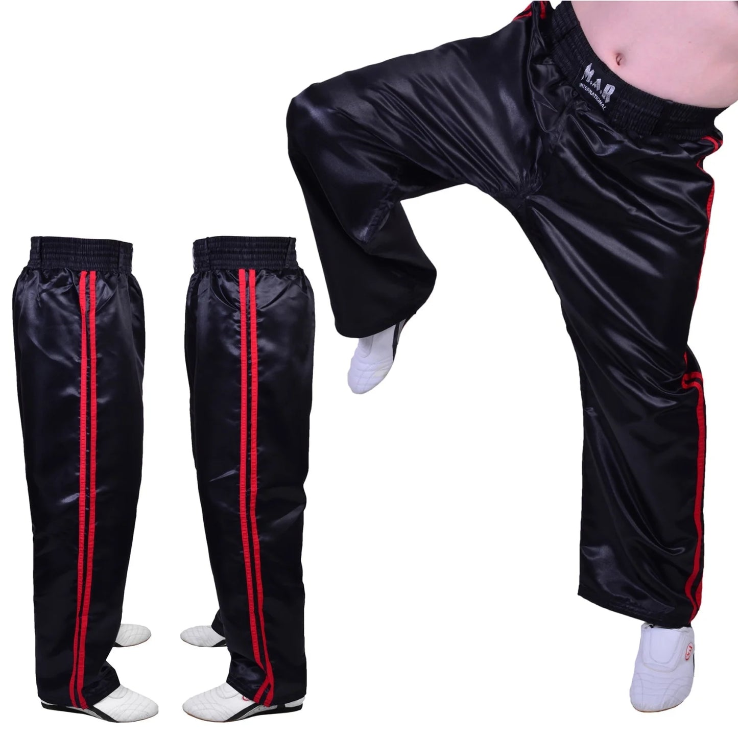 MAR-089E | Full Contact Black + Red Kickboxing & Freestyle Trousers - Trousers