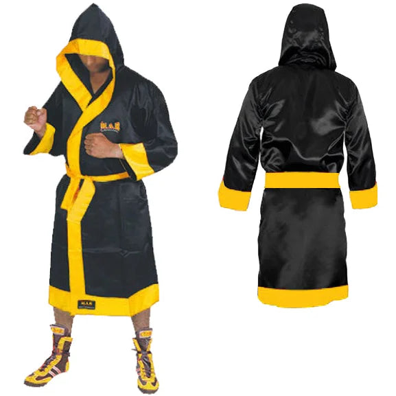 MAR-098B | Black/Yellow Boxing and Kickboxing Robe - Robes