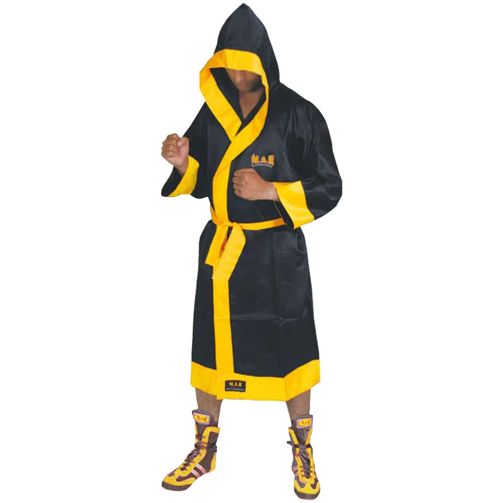 MAR-098B | Black/Yellow Boxing and Kickboxing Robe - Robes