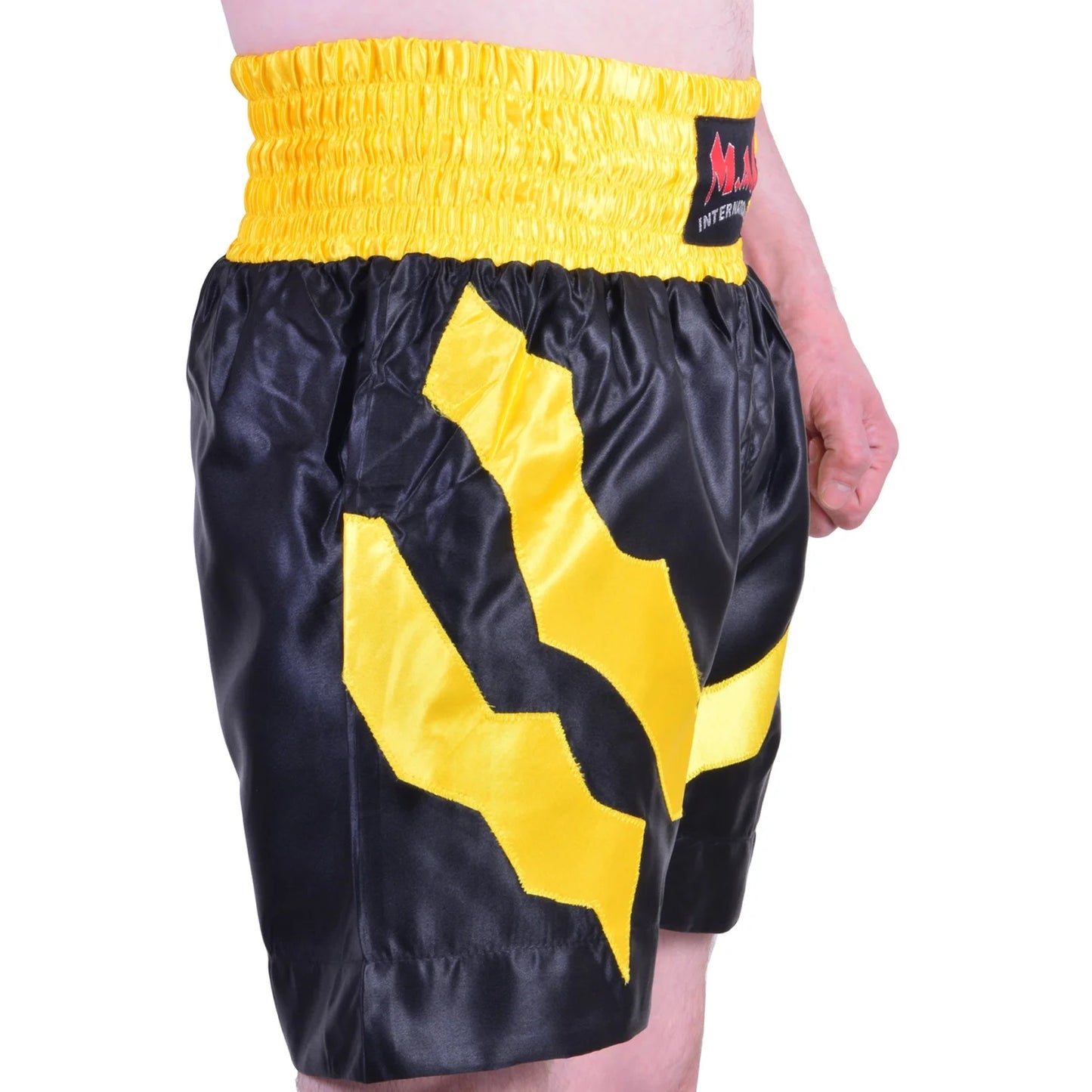 MAR-101B | Black Boxing Shorts w/ Yellow Stripes - Shorts