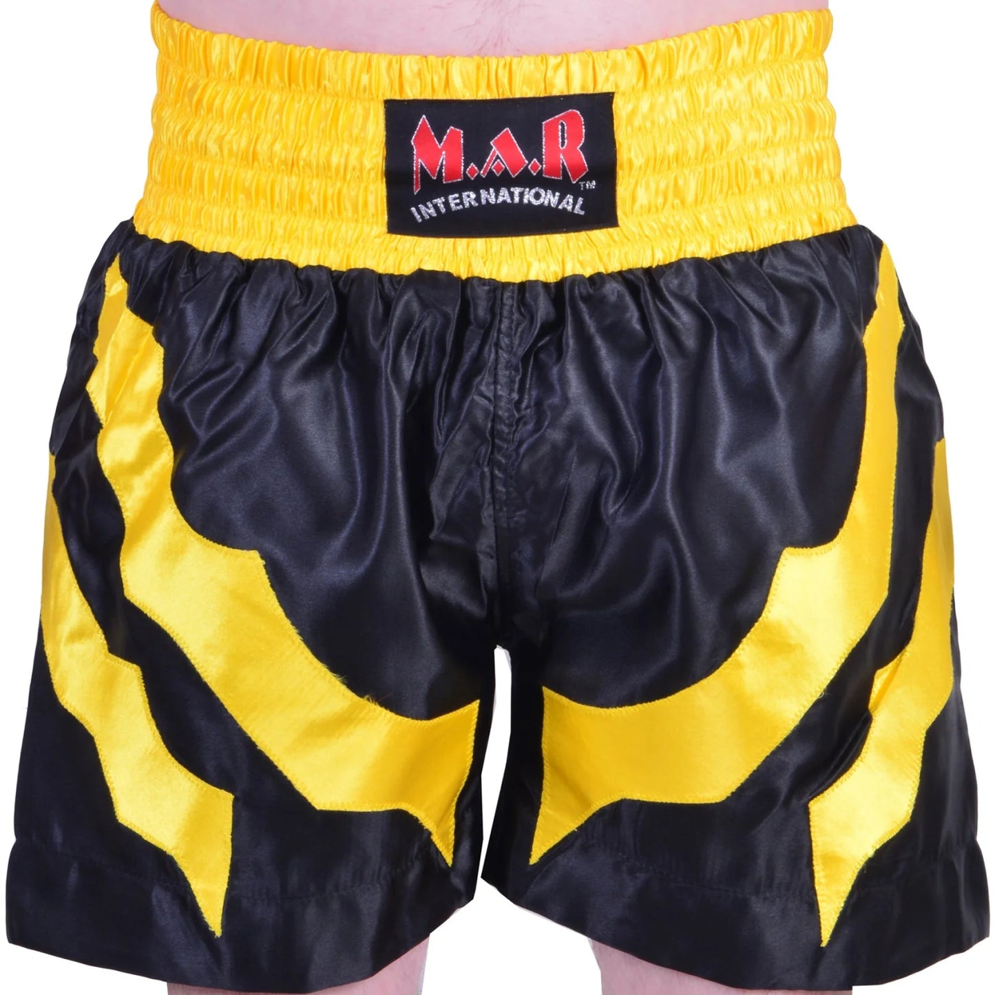 MAR-101B | Black Boxing Shorts w/ Yellow Stripes - Shorts