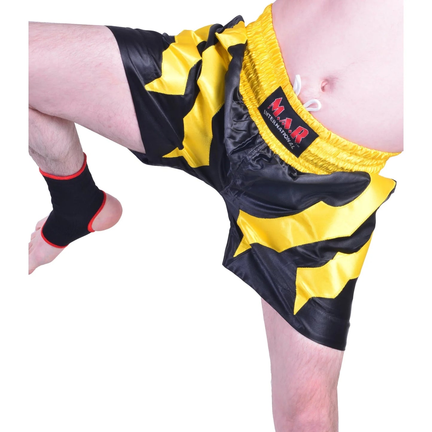 MAR-101B | Black Boxing Shorts w/ Yellow Stripes - Shorts