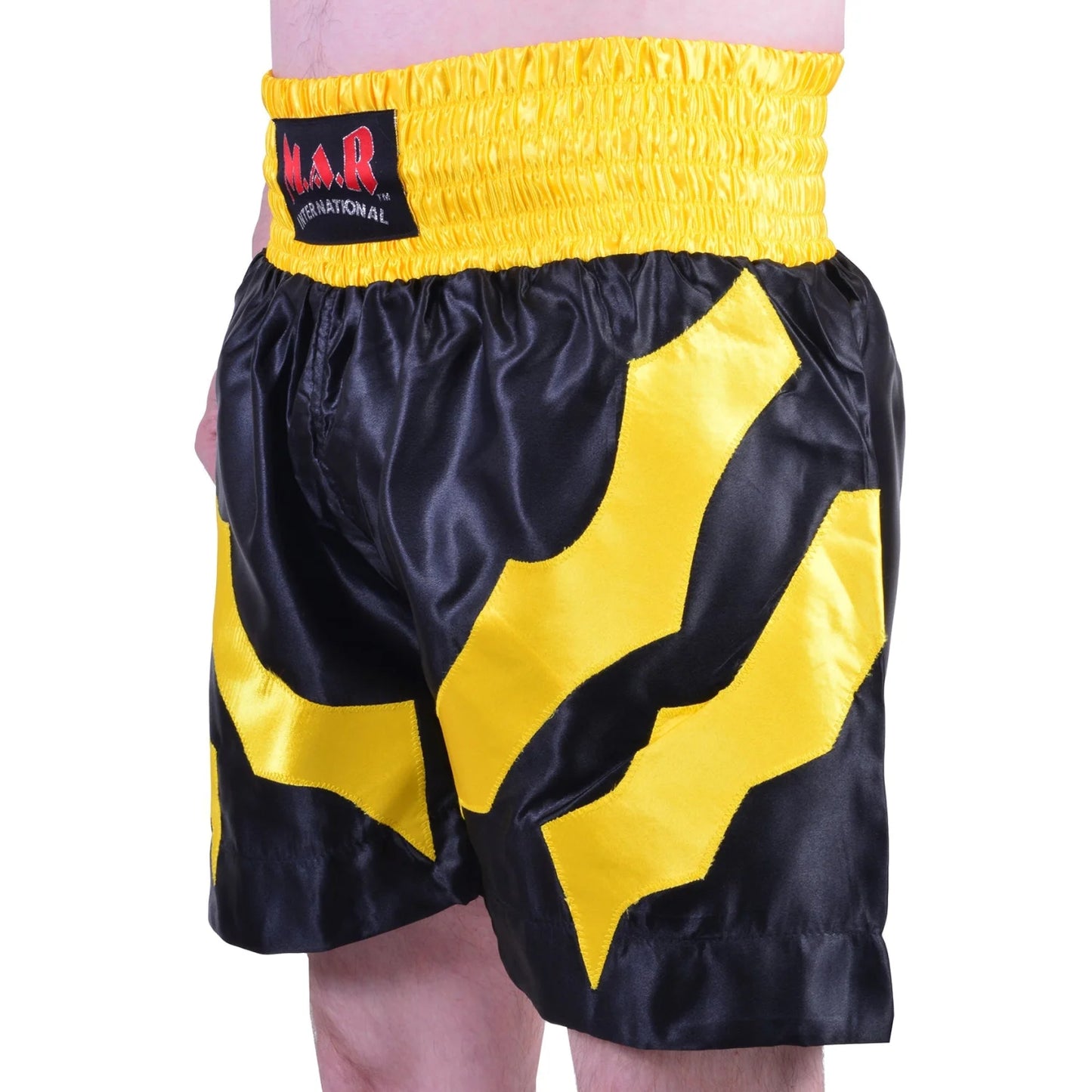 MAR-101B | Black Boxing Shorts w/ Yellow Stripes - Shorts