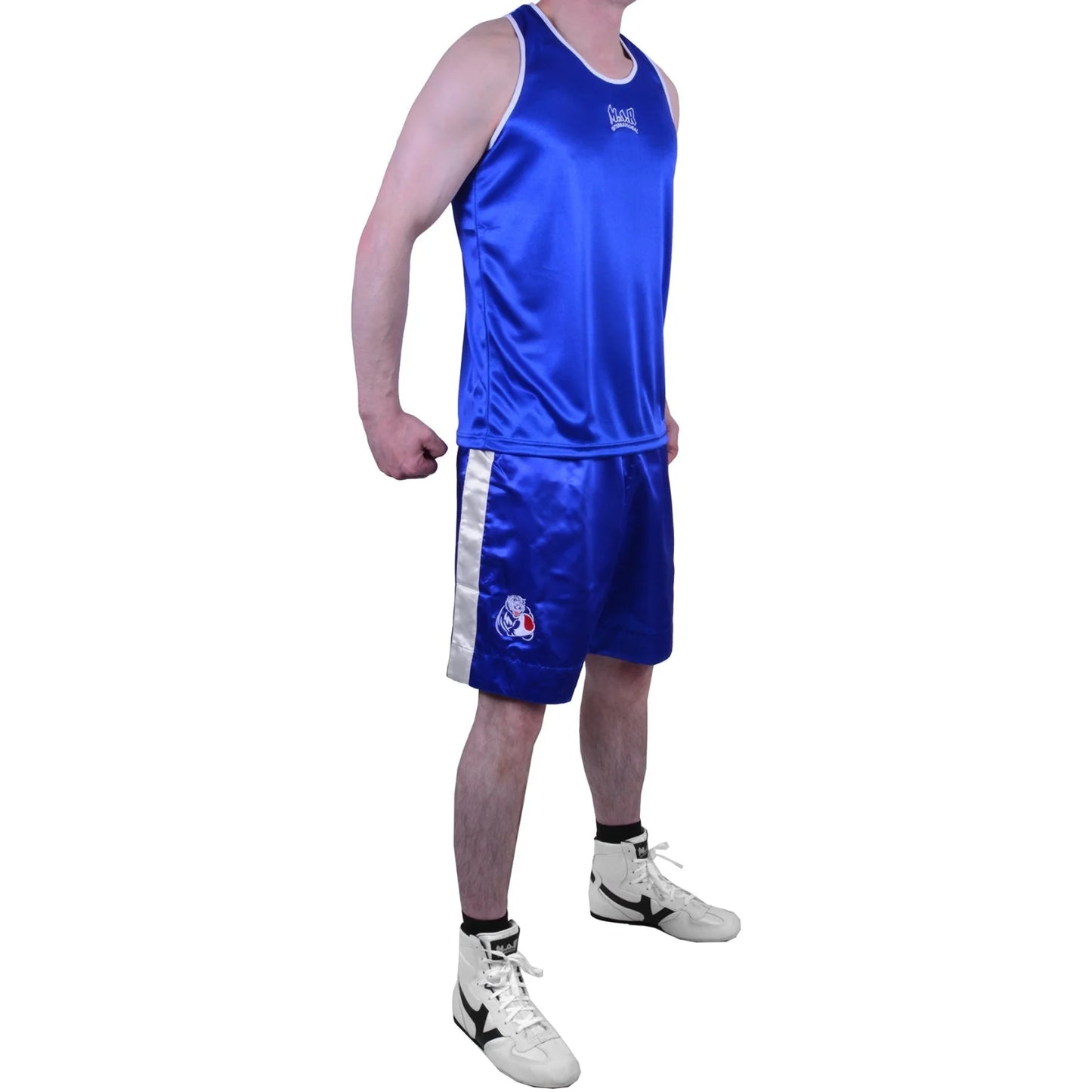 MAR-102B | Blue & White Boxing Shorts & Vest - Shorts