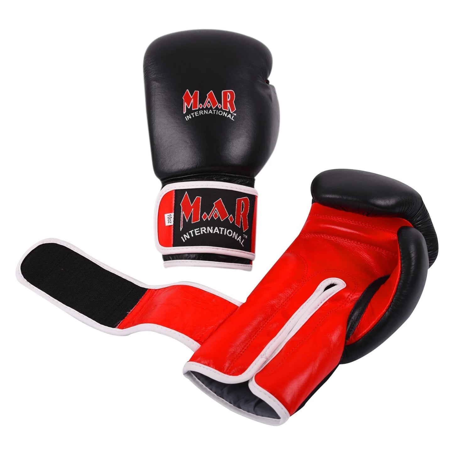 MAR-104 | Red + Black Genuine Leather Boxing Gloves - Gloves