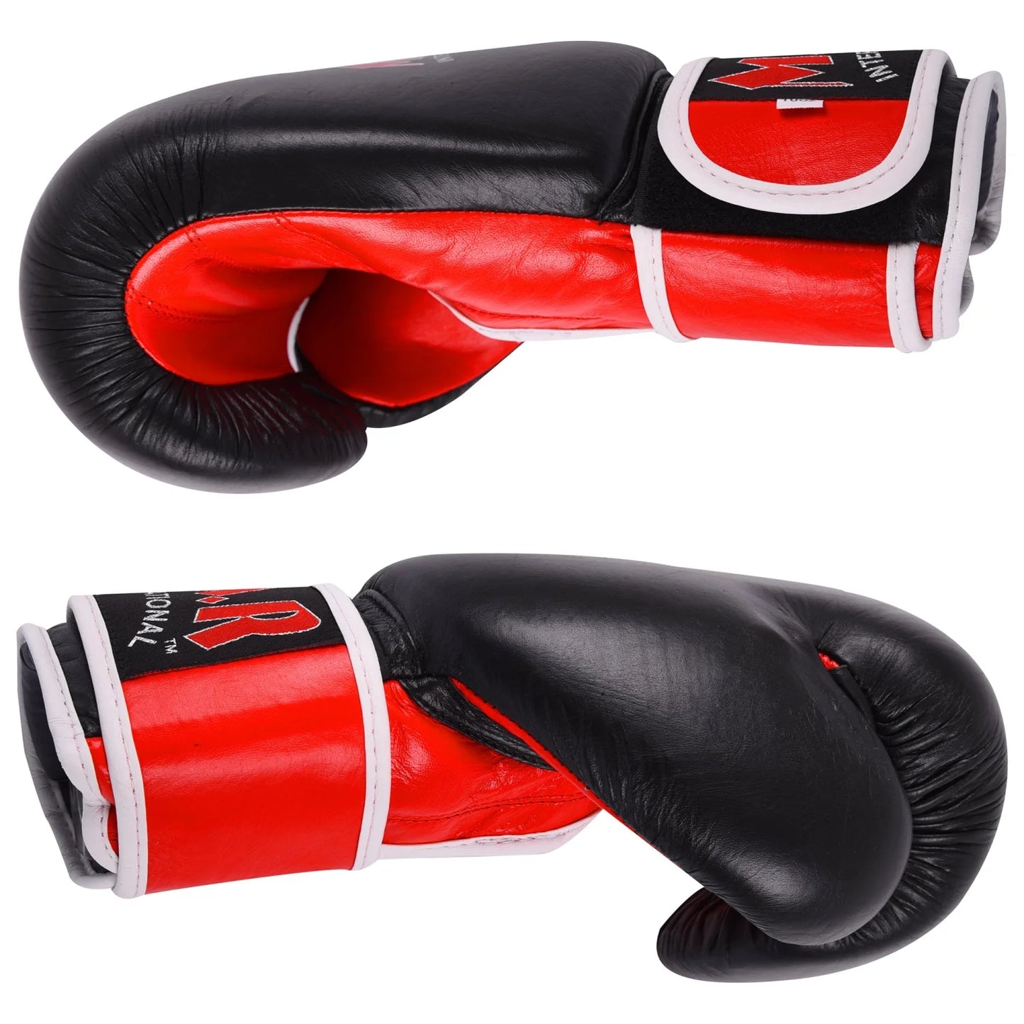 MAR-104 | Red + Black Genuine Leather Boxing Gloves - Gloves