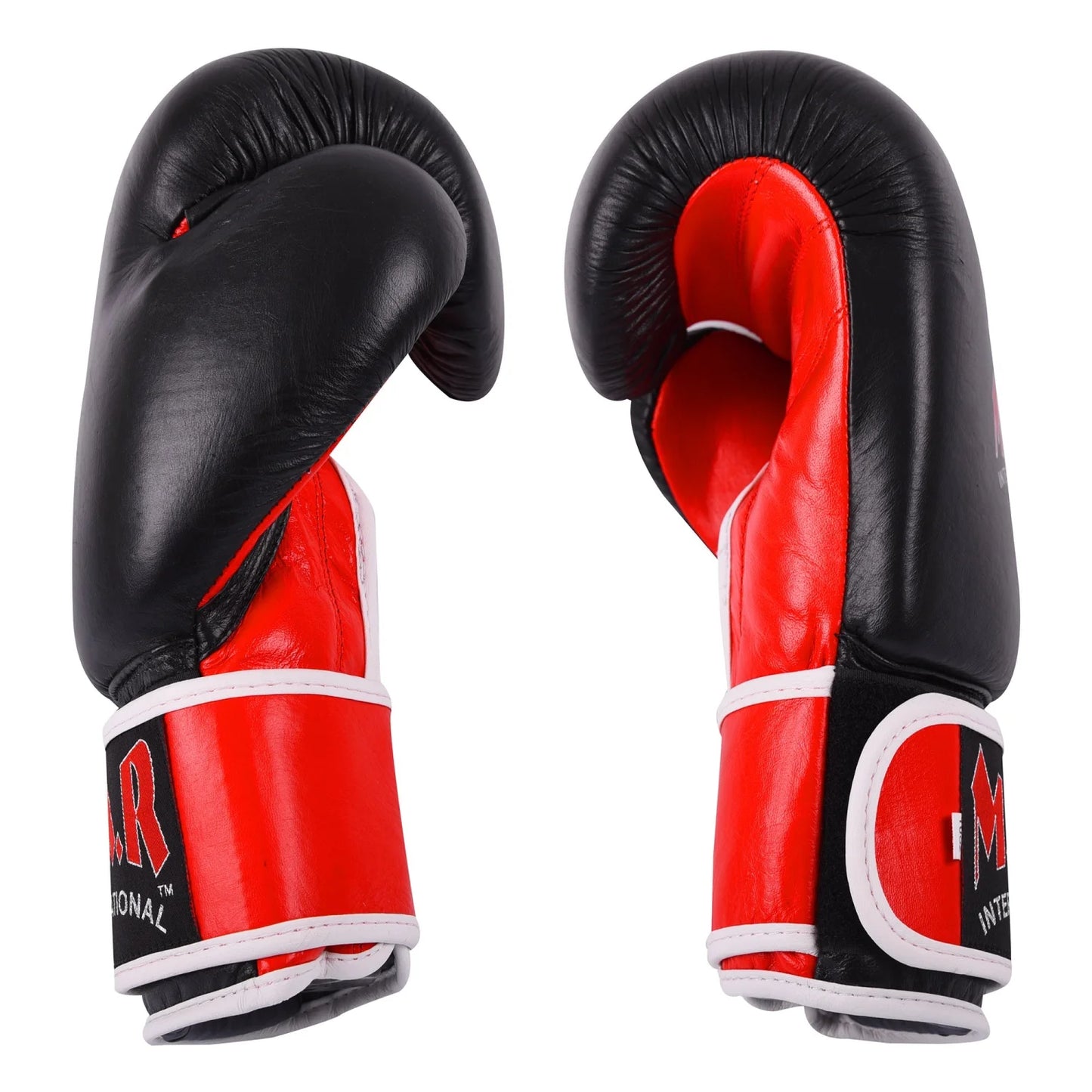MAR-104 | Red + Black Genuine Leather Boxing Gloves - Gloves