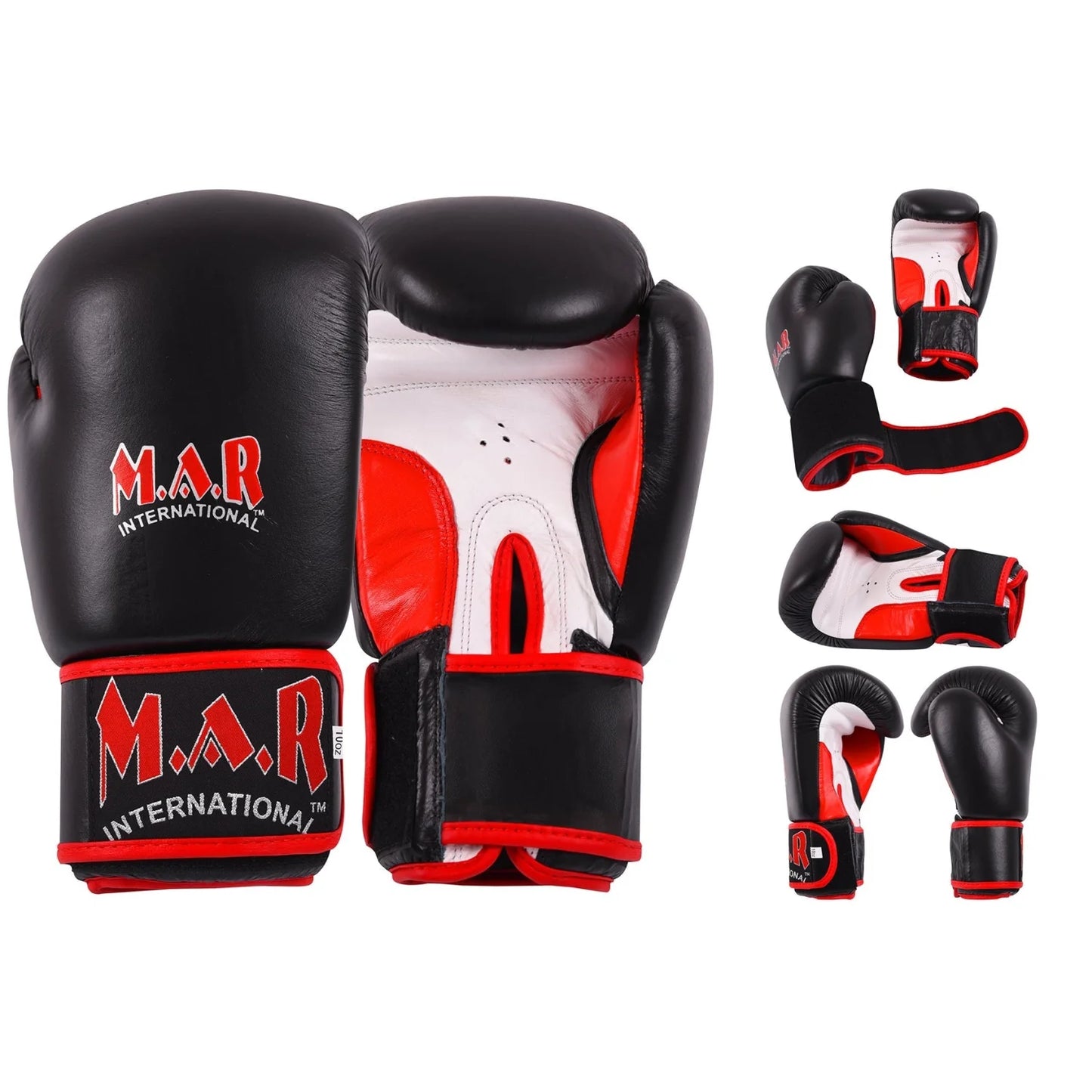 MAR-105A | Black Genuine Cowhide Leather Boxing/Kickboxing Gloves - Gloves