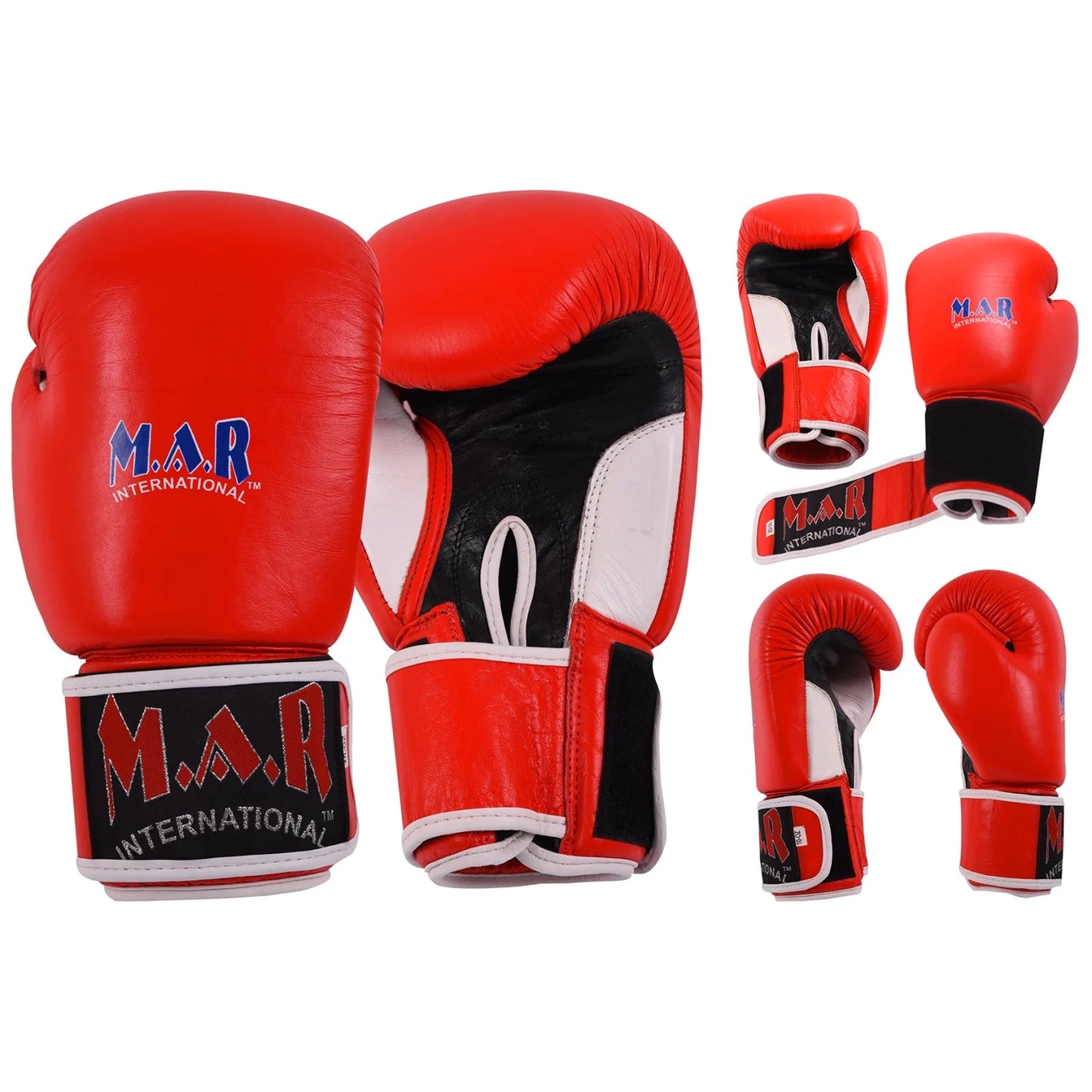 MAR-105B | Red Genuine Cowhide Leather Boxing/Kickboxing Gloves - Gloves