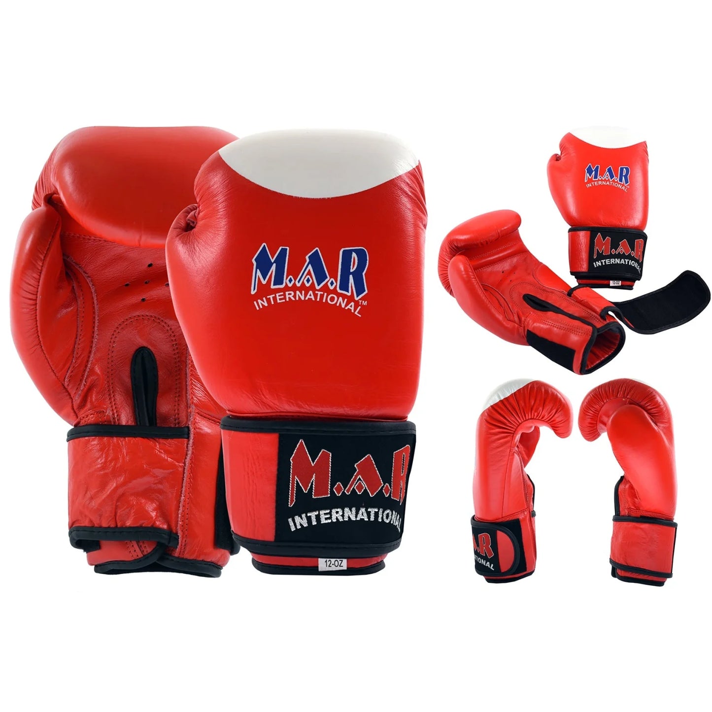 MAR-107B | Red Genuine Cowhide Leather Boxing/Kickboxing Gloves - Gloves