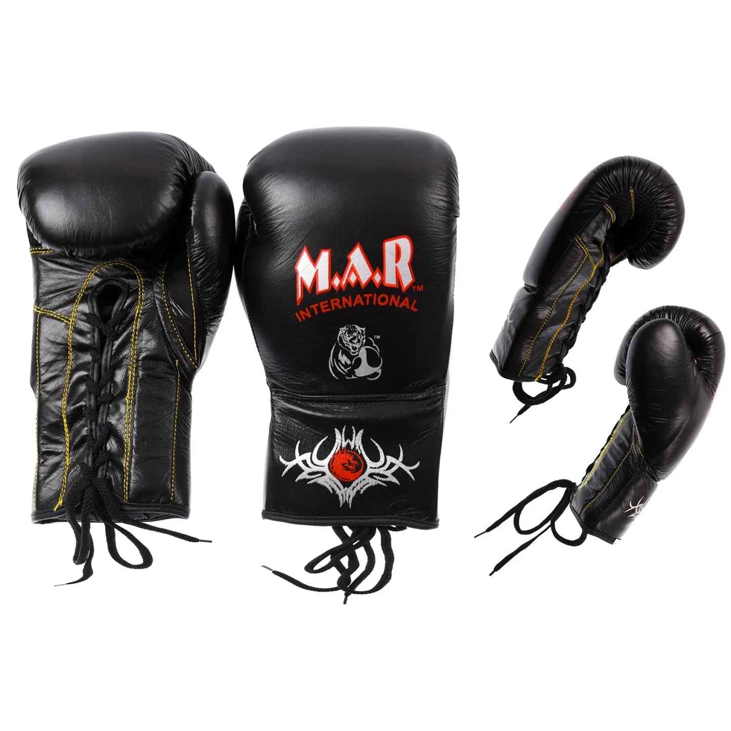 MAR-108A | Black Genuine Cowhide Leather Boxing Gloves/Kickboxing - Gloves