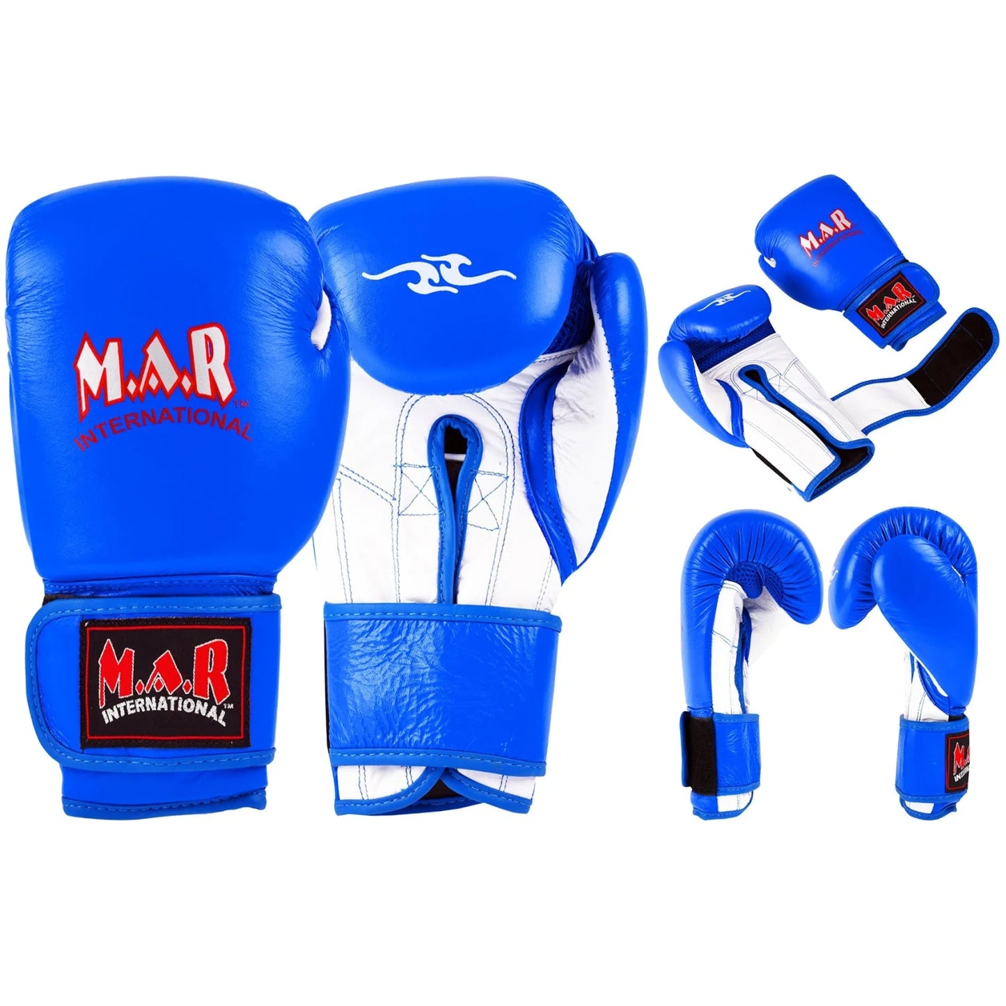 MAR-109 | Blue Genuine Cowhide Leather Boxing Gloves/Kickboxing - Gloves