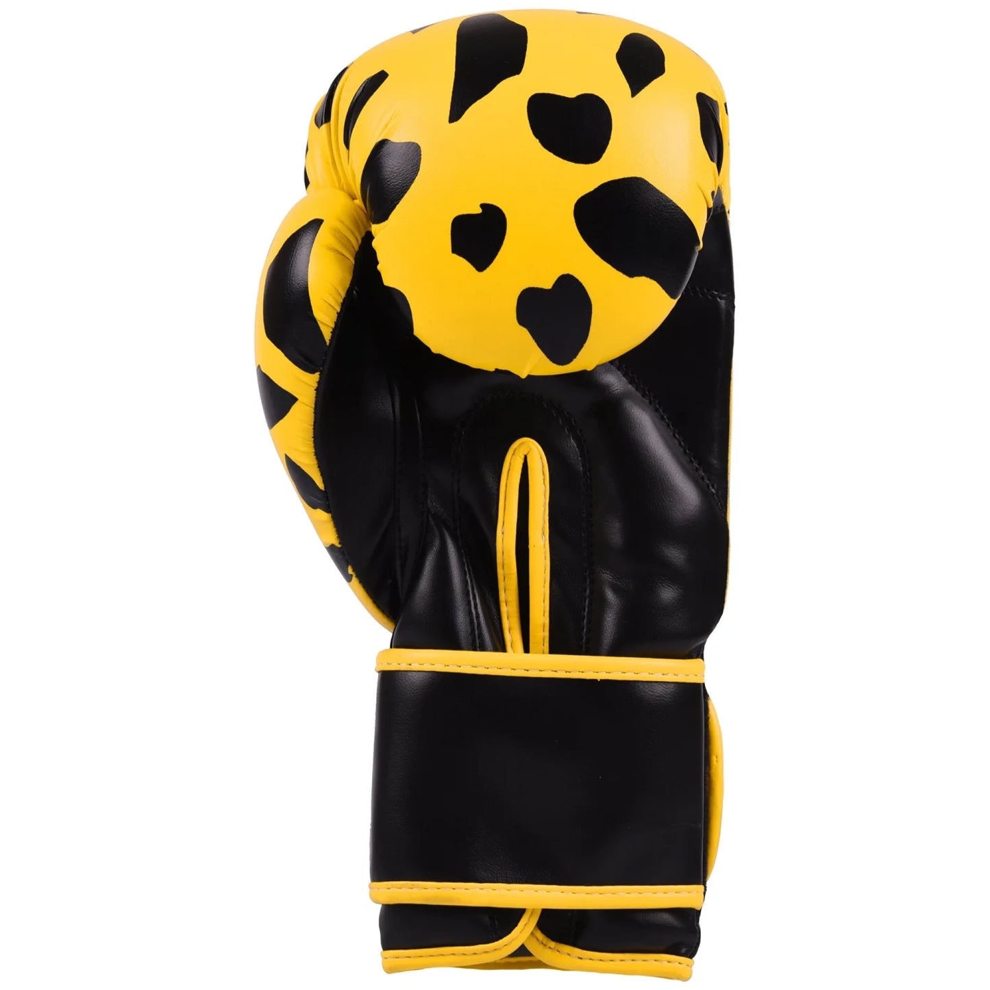 MAR-117 | Black/Yellow Leopard Print Boxing/Kickboxing Gloves - Gloves