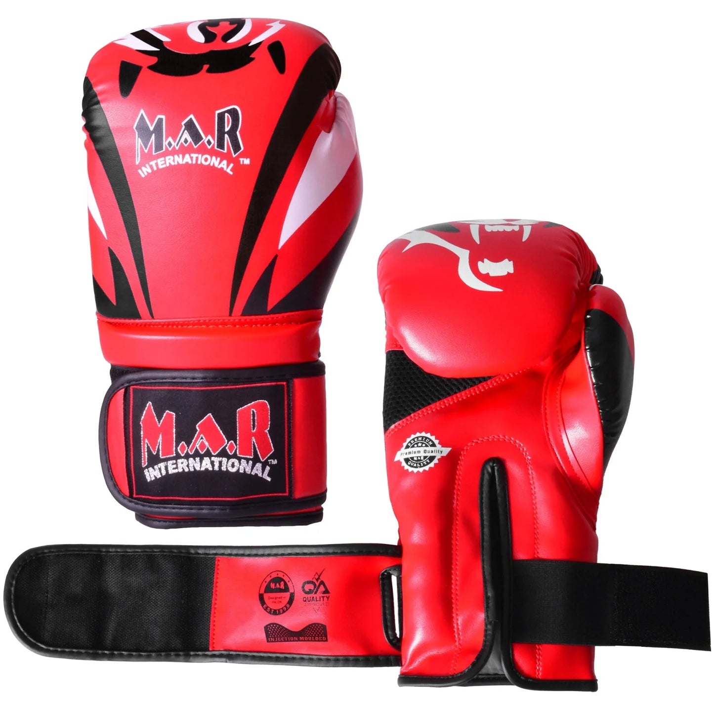 MAR-118D | Red & Black Tiger Print Boxing & Kickboxing Gloves - Gloves