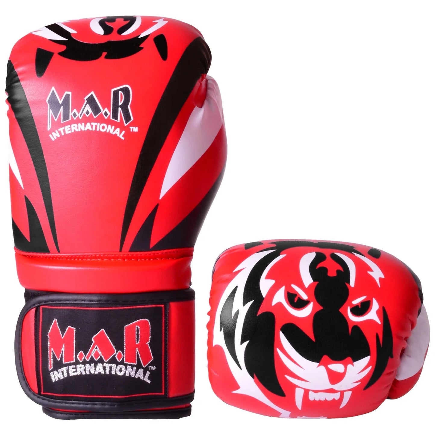 MAR-118D | Red & Black Tiger Print Boxing & Kickboxing Gloves - Gloves