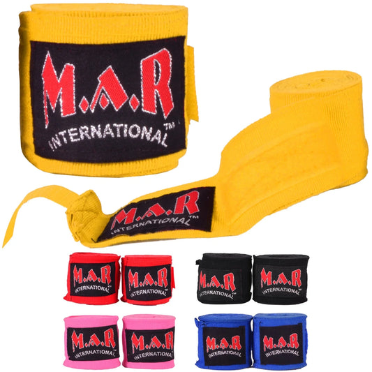 MAR-121E | Yellow Elasticated Boxing & Martial Arts Hand Wraps - Small Accessories